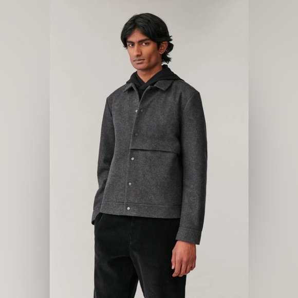 COS Boiled Wool Jacket, Grey, Small - Picture 3 of 10